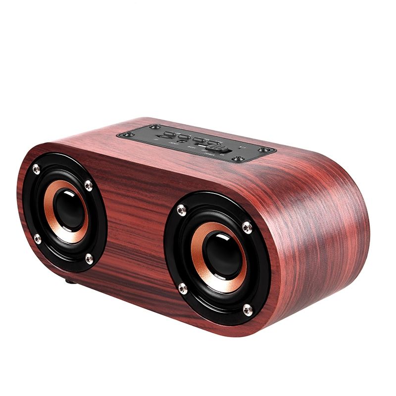 Q8 Bluetooth 4.2 Altoparlante Bluetooth classico in legno a due corna (struttura in legno rosso)_voghion.com