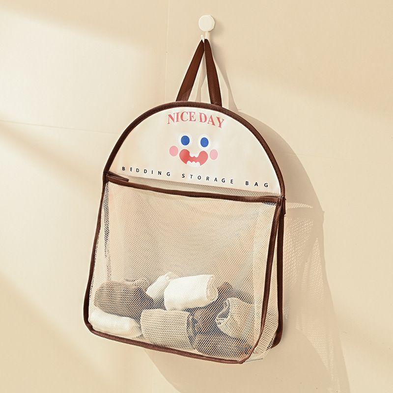 Hängender Netz-Organizer – Atmungsaktive Aufbewahrungstasche aus Polyester für Unterwäsche, BHs und Damenbinden (Braun/Schwarz, platzsparendes Türhaken-Design)_voghion.com