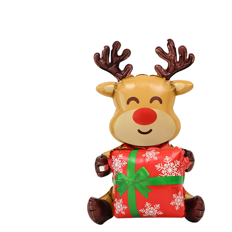 Christmas decoration photo props toy balloon 4D three dimensional sit up Santa Claus reindeer cartoon aluminum film balloon_voghion.com