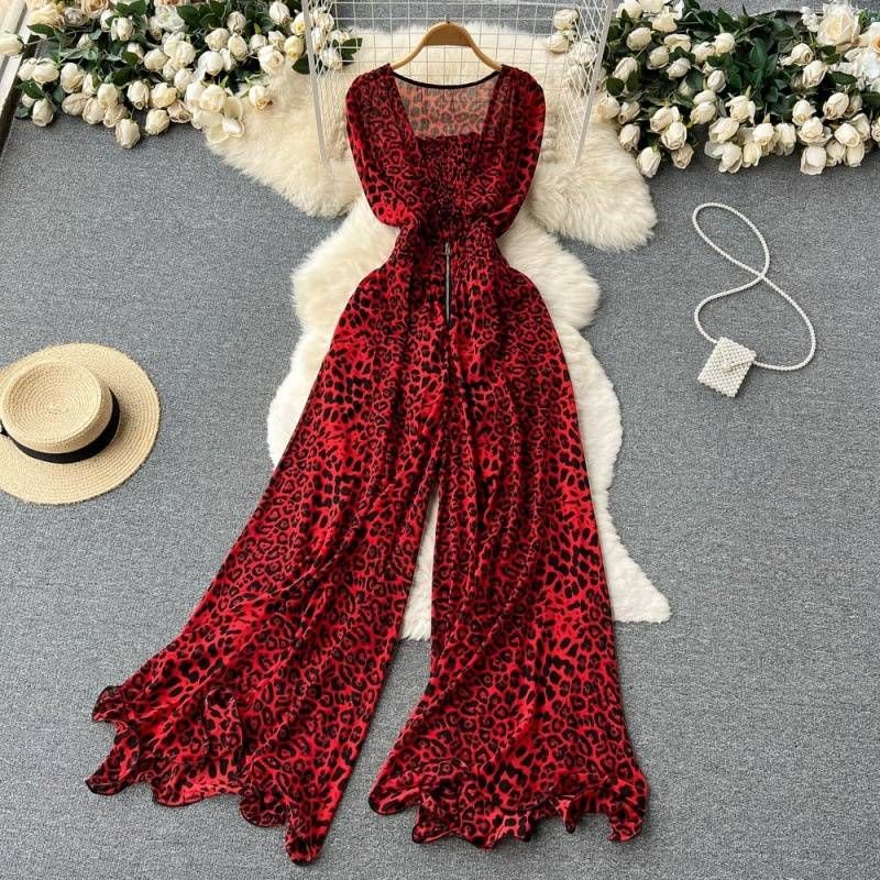 Damenbekleidung Ins Göttin Temperament Quadratischer Kragen Ärmelloser Overall Sommer Neue Art Taille Abnehmen Lose Hose mit weitem Bein_voghion.com