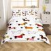 Cute Sausage Dog Duvet Cover Set Double Size For Kids Boys Girls Teens Dachshund Puppy Dog Bedding Set Cartoon Animals Comforter Cover With _voghion.com