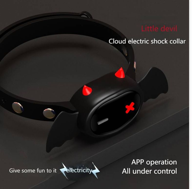 QIUI Black Devil Electric Shock Collar SM Alternative Sex Products Adult Products_voghion.com