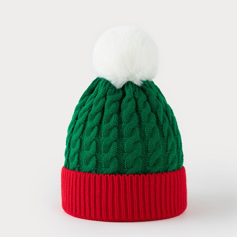 Cozy Knit Beanie With Pom Pom - Winter Warm Christmas Hat For Family, Classic Holiday Style, Breathable & Windproof, Unisex Design_voghion.com