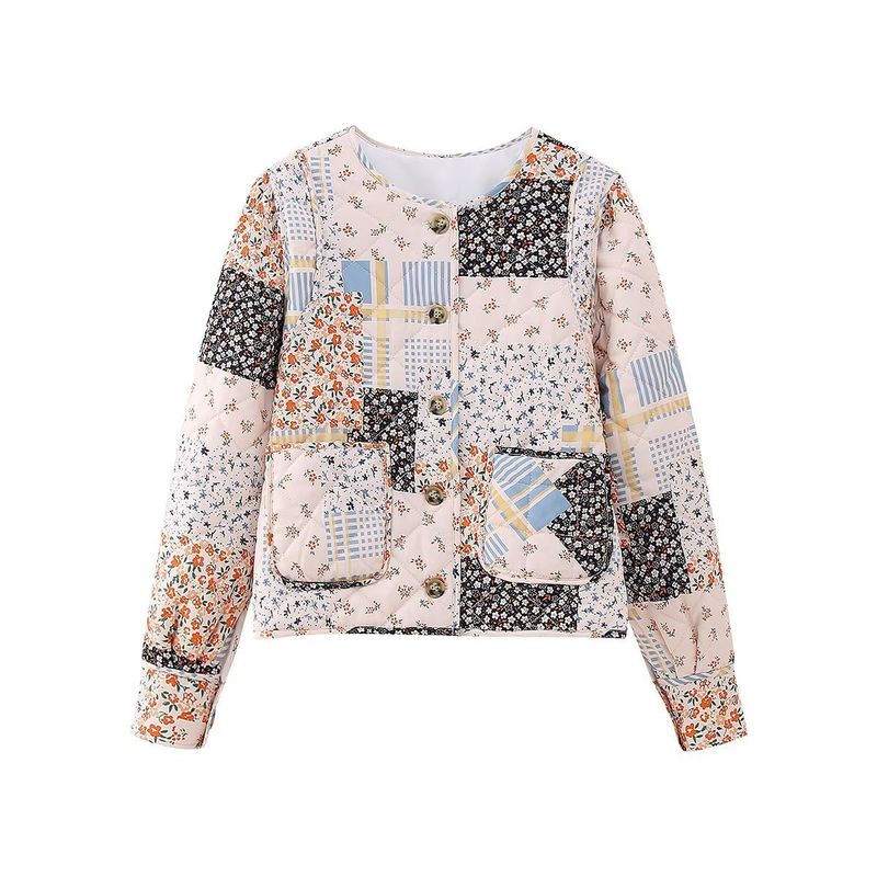 Women's clothing autumn and winter printed quilted cotton jackets multi-color niche cotton clothes_voghion.com