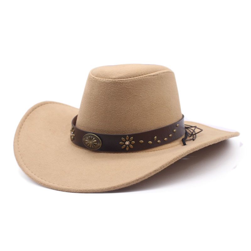 Unisex Fall and winter woolen top hat Jazz hat Western cowboy hat show hat_voghion.com