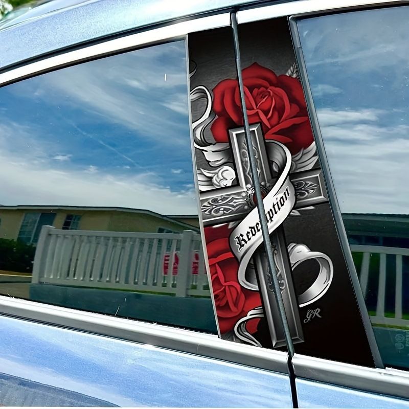 Car Center Column Window Trim Anti-Scratch Personalized Creative Decorative Painted B-Pillar Sticker Protective Film_voghion.com