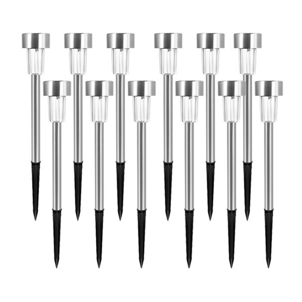 12 vnt. LED saulės sodo šviestuvai lauko saulės energija varoma lempa vandeniui atspari LED kraštovaizdžio apšvietimo takas terasos kiemo vejos apdaila_voghion.com