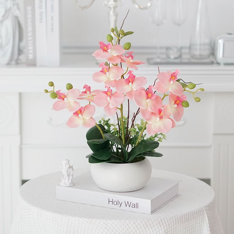 Set di fiori artificiali in vaso Phalaenopsis, decorazione per soggiorno, camera da letto, hotel, sala da pranzo di lusso_voghion.com