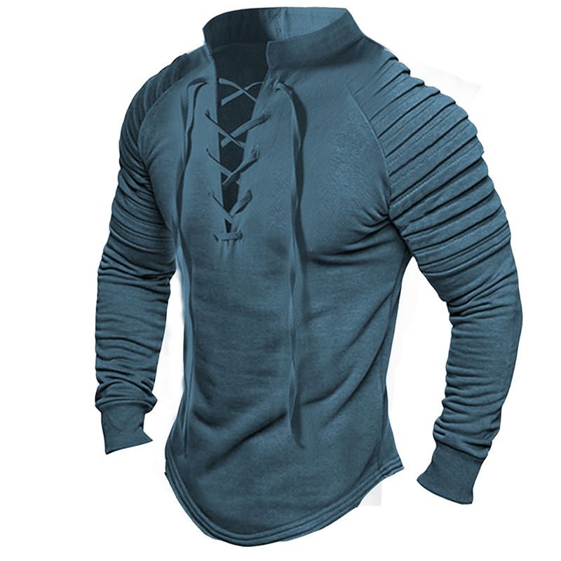 Abbigliamento da uomo popolare pullover maniche pieghettate felpa casual color block felpa da strada retrò manica lunga_voghion.com