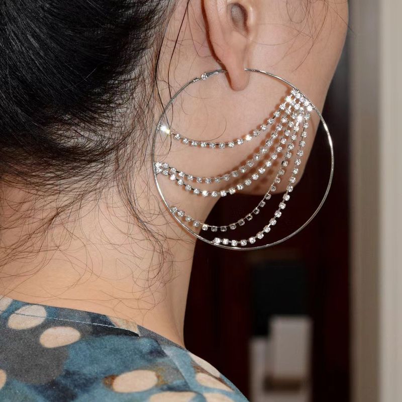 INS Cool Style Diamond Tassel Beautiful and Simple Stainless Steel Earrings Accessories Chain_voghion.com