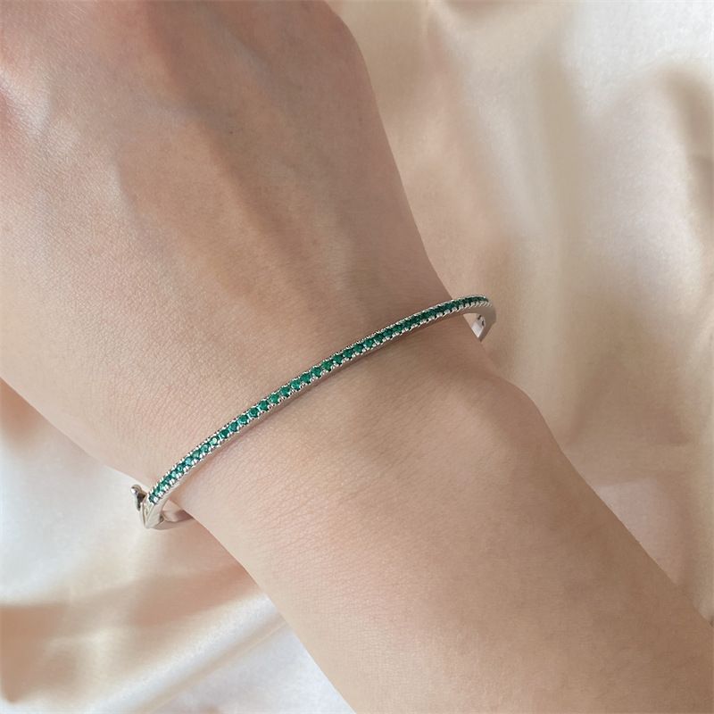 Bangles Summer Classic Row Of Diamonds, Simple And Light Luxury Temperament, Electroplated Gold Thin Bracelet, Inlaid Zircon Hand Jewelry_voghion.com