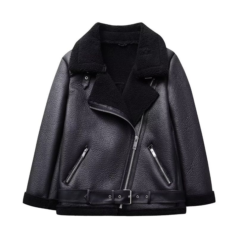 Giacca da motociclista bifacciale da strada autunno/inverno 2023 da donna con pelliccia integrata_voghion.com