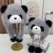 Cappello Lei Feng con protezione per le orecchie, due in uno, a forma di panda, per donne, per esterni, invernali, pelosi, con motivo a cartoni animati_voghion.com