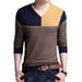 Autumn knitted fashionable and casual V-neck color matching pullover, middle-aged base sweater, men's_voghion.com