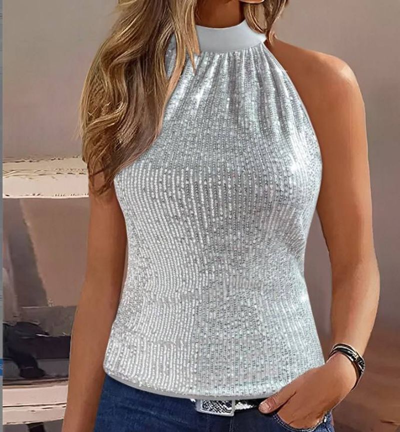 La stazione indipendente di vendita diretta delle donne desidera il popolare gilet di paillettes con spalline senza maniche_voghion.com