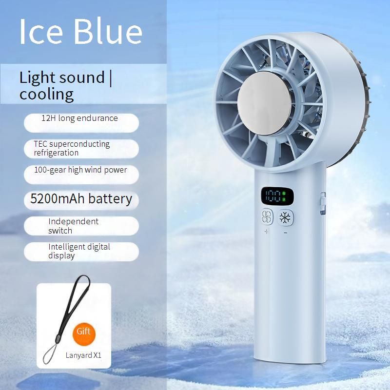 Ultra-Quiet Ice Cooling Handheld Fan - 100-Speed Adjustable, USB Rechargeable Mini Fan With Fast Cooling For Office & Travel_voghion.com