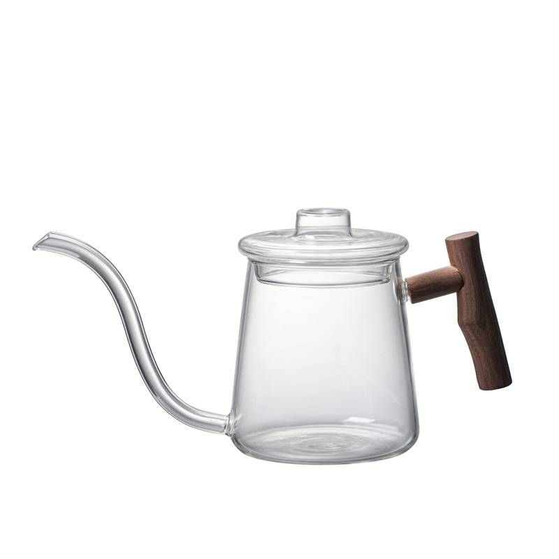 Japanese-Style Pour Over Coffee Kettle - 480ml/700ml Heat-Resistant Glass Gooseneck Teapot With Detachable Filter_voghion.com