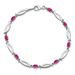Sterling Silver Rhodium-plated Composite Ruby And Diamond Bracelet_voghion.com