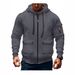 Autumn And Winter Men's Hooded Pocket Zipper Casual Plus Velvet Sweater Solid Color Jacket_voghion.com