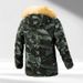 Manteau d'hiver à capuche camouflage pour homme - Parka longue, épaisse et ajustée, doublée polaire, pour l'extérieur et les loisirs_voghion.com