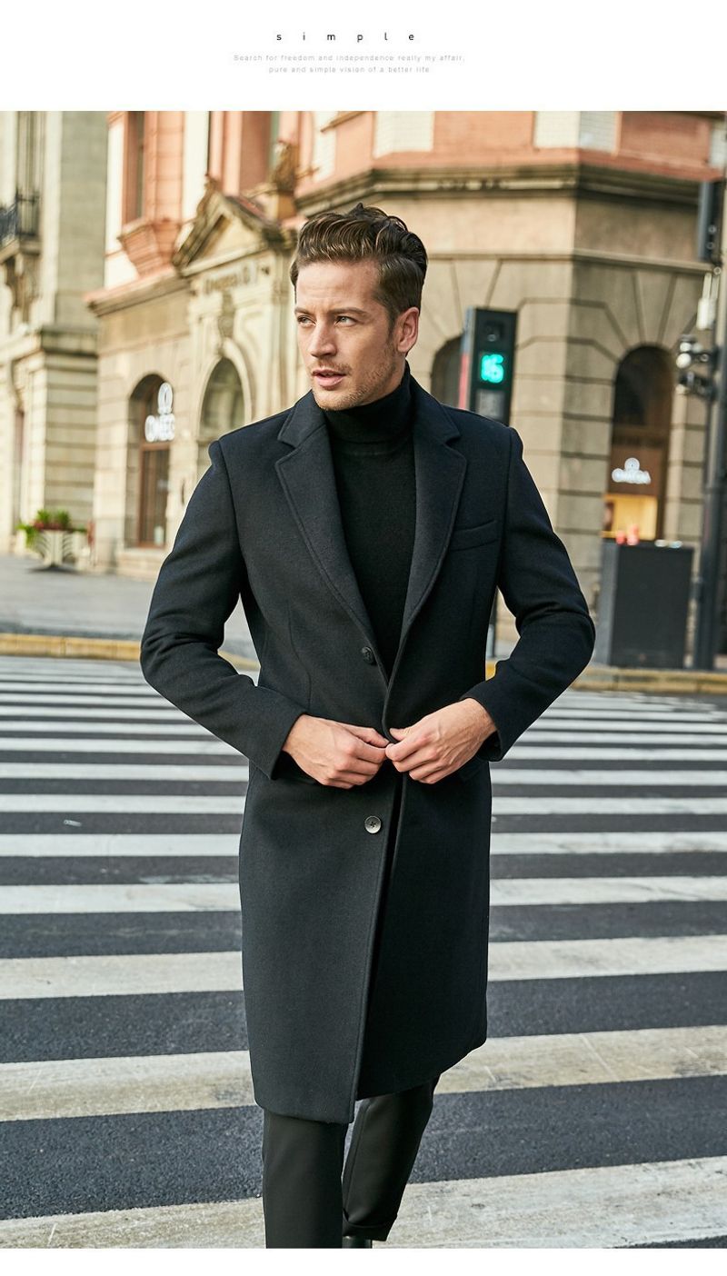 Men's clothing British men's long long sleeved woolen coat autumn and winter woolen coat trend_voghion.com