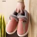 Winter waterproof indoor warm cotton slippers wear non-slip heel men pu leather bread with cotton shoes women_voghion.com