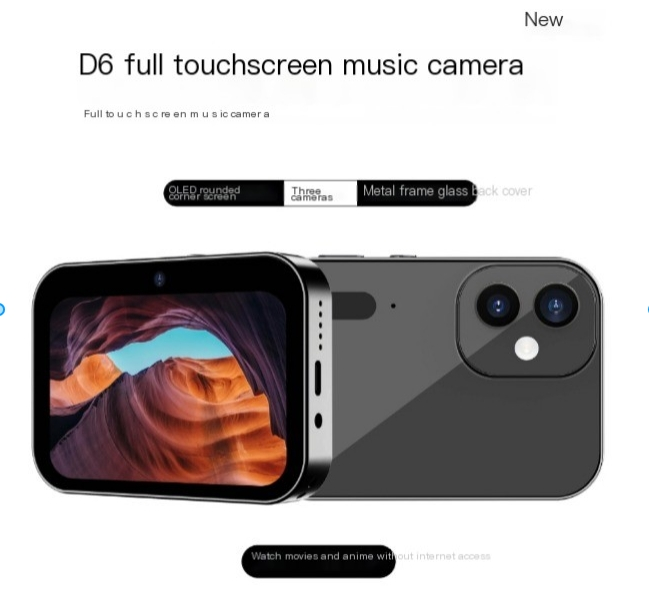 D6 Three Camera Home 64 Megapixel HD CCD Digital Music Camera Touchable Card Machine_voghion.com