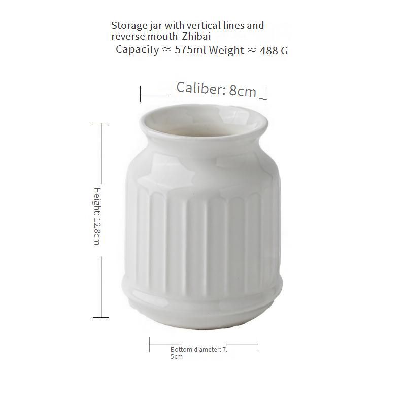 Gardenia White Kitchen Relief Ceramic Storage Jar Chopstick Holder Dining Table Storage Bucket Decorative Ornaments_voghion.com