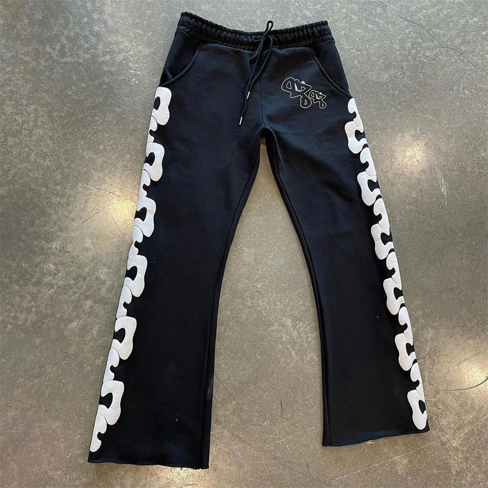 2026 Fashion European-USA Style High Street Hip-Hop Y2K Sweatpants Women/Men Elastic Waistband Foaming Printing Casual Sport Long Pants_voghion.com