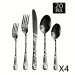 20-Piece Black Cutlery Set - Steak Knife, Fork, Dessert Spoon_voghion.com
