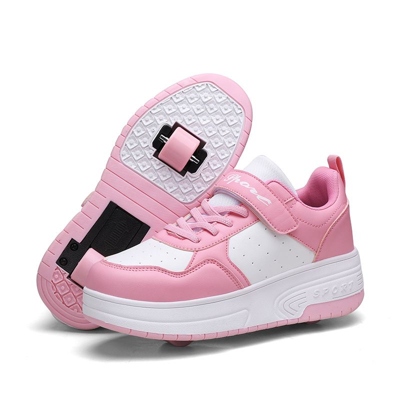 Zapatillas de running Cross Border para niños, de doble rueda, transpirables, con luz LED y carga USB, para exteriores, 2025_voghion.com