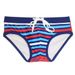 Slip da spiaggia a triangolo rosso sexy da uomo UXH, con stampa a patchwork davanti e dietro a righe._voghion.com