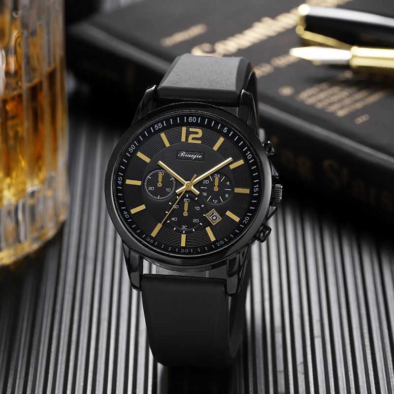 Nuevo reloj de pulsera de cuarzo digital de silicona con tres esferas grandes y diseño informal para hombre_voghion.com
