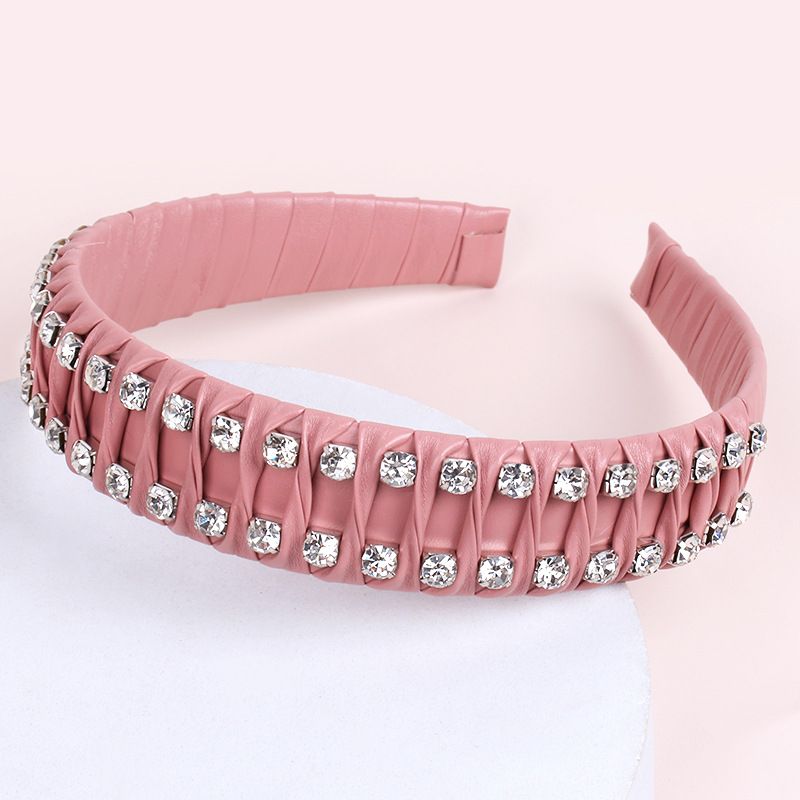 Grampo de cabelo de corrente de diamante de compressão de couro acessórios para cabelo novos acessórios para cabeça faixa de cabeça feminina_voghion.com