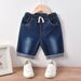 Kid's Clothing 2024 Boys Red, Blue and White Short-sleeved T-shirt Denim Shorts Children's Two-piece Set_voghion.com