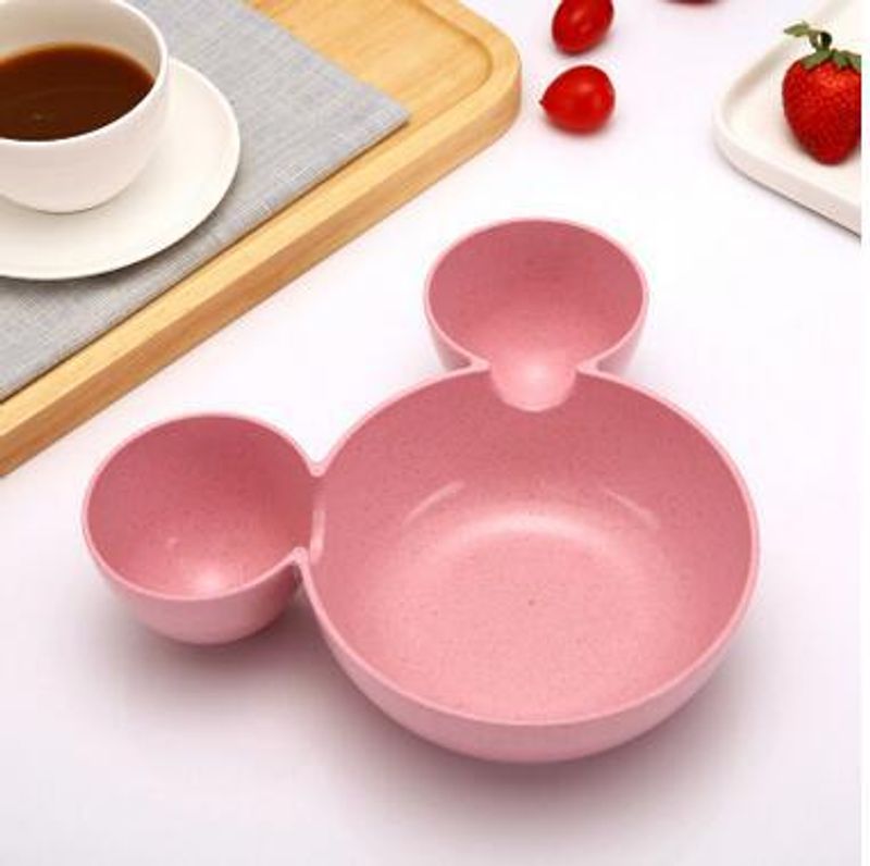 Wheat Bowl cartoon children's straw tableware/fruit plate seasoning seasoning dish plastic bowl baby food supplement Bowl_voghion.com