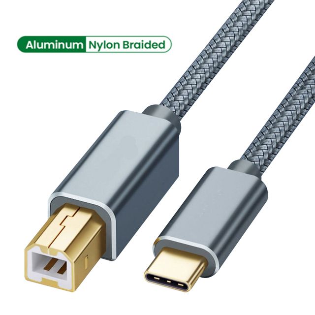 USB C - USB B 2.0 -tulostinkaapeli punottu tulostinskanneri Epson HP Canon Brother MacBook Pro Samsungin MIDI-ohjainkaapeli_voghion.com