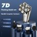 7D Magnetic 7-Blade Electric Shaver For Men, 3-Speed Adjustable, Wet/Dry Waterproof Shaving & Head Shaving, 60+ Min Runtime_voghion.com