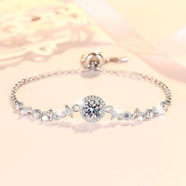 Bracciale con perline push-pull in argento Sterling da donna, stile leggero, con moissanite_voghion.com