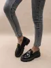 designer in black and white Thick soled loafers new autumn square with women's single fashion all match small leather_voghion.com