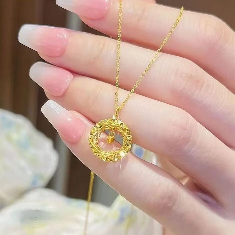 Dream Net Ring Necklace Women's Niche Hollow Design Sand Gold New Style Light Luxury High Feeling Elegant Clavicle Chain_voghion.com