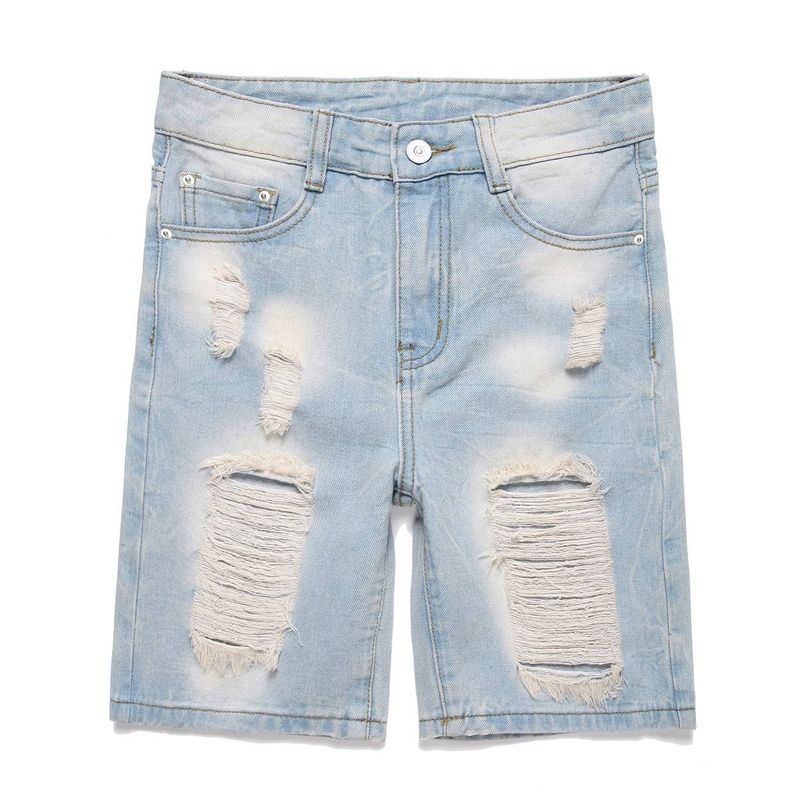 Kids’ Clothing Nostalgic Blue Non Elastic Denim Shorts_voghion.com