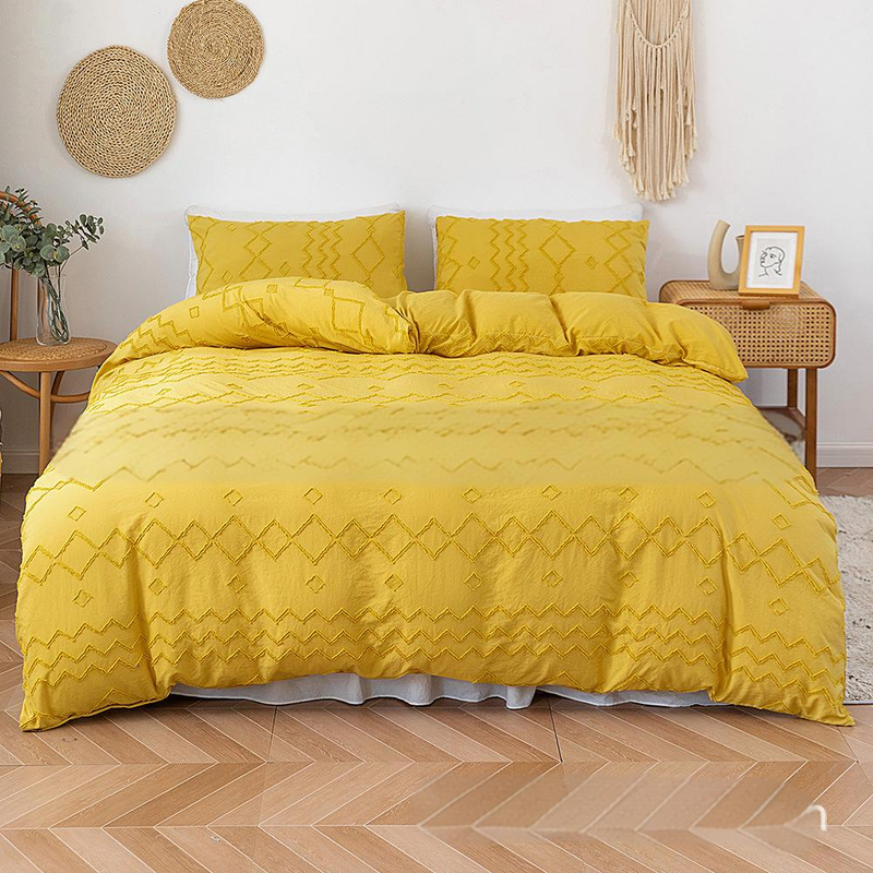 Bedding Craft Style Solid Color Cut Flower Series Diamond Shaped Home Textile Three Piece Set_voghion.com