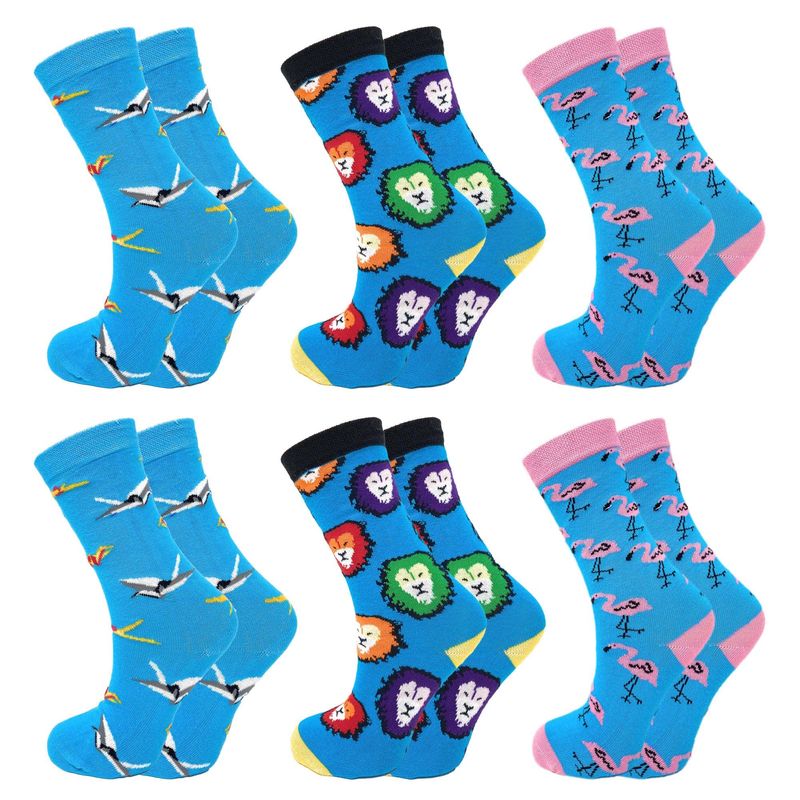 Colorful Funny Socks Novelty Crazy Cotton Crew Dress Socks 6 Pairs_voghion.com