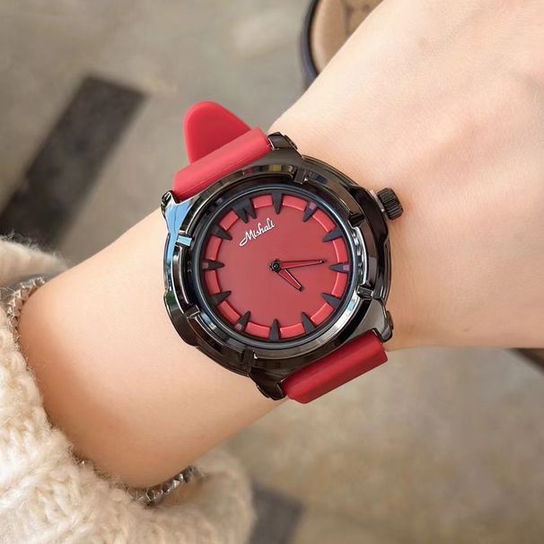 Milisha Steel Trendy Personality Red Black New Women's Watch Fashion Large Dial_voghion.com