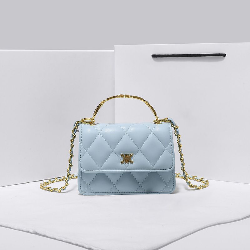 Kleine vielseitige Umhängetasche für Damen, High-End-Feeling, 2024 neue Mini-Kettentasche mit Rautengitter, Nischen-One-Shoulder-Handtasche_voghion.com