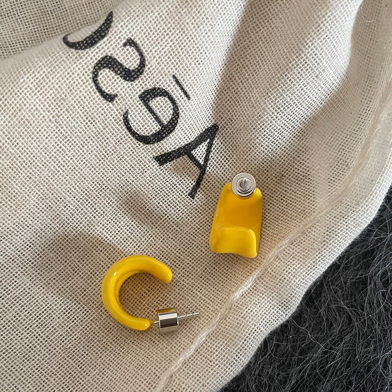 Enamel Drip Oil C-shaped For Women, Unique Design, Niche Style, Simple Versatile, Fashionable And Elegant Earrings_voghion.com
