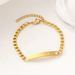 Bracciale a catena cubana liscia in acciaio al titanio con etichetta curva in acciaio inossidabile fai da te e incisione_voghion.com