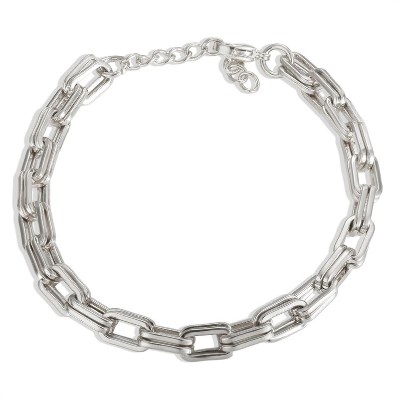 Set di gioielli da donna, moda classica, design semplice, con collana e bracciale in acciaio inossidabile, con angoli squadrati._voghion.com