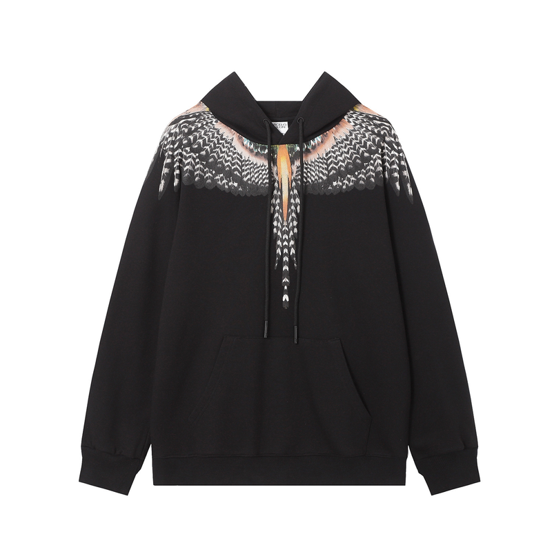 Man's Clothing MB Eagle Wings Print Hoodie Marcelo Trendy Feather Hoodie_voghion.com